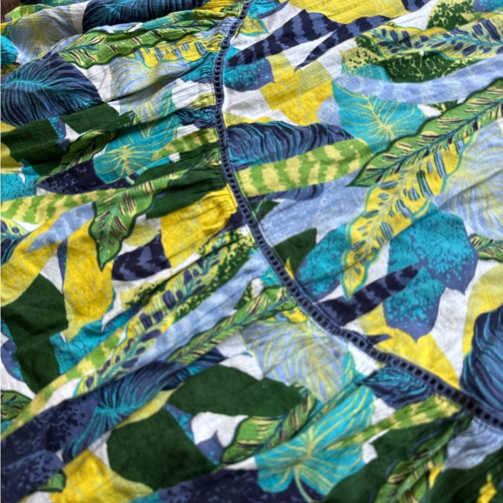Aerie Paradise Palm Green‎ Blue Halter Cutout Maxi Dress Women’s XS - Picture 6 of 7